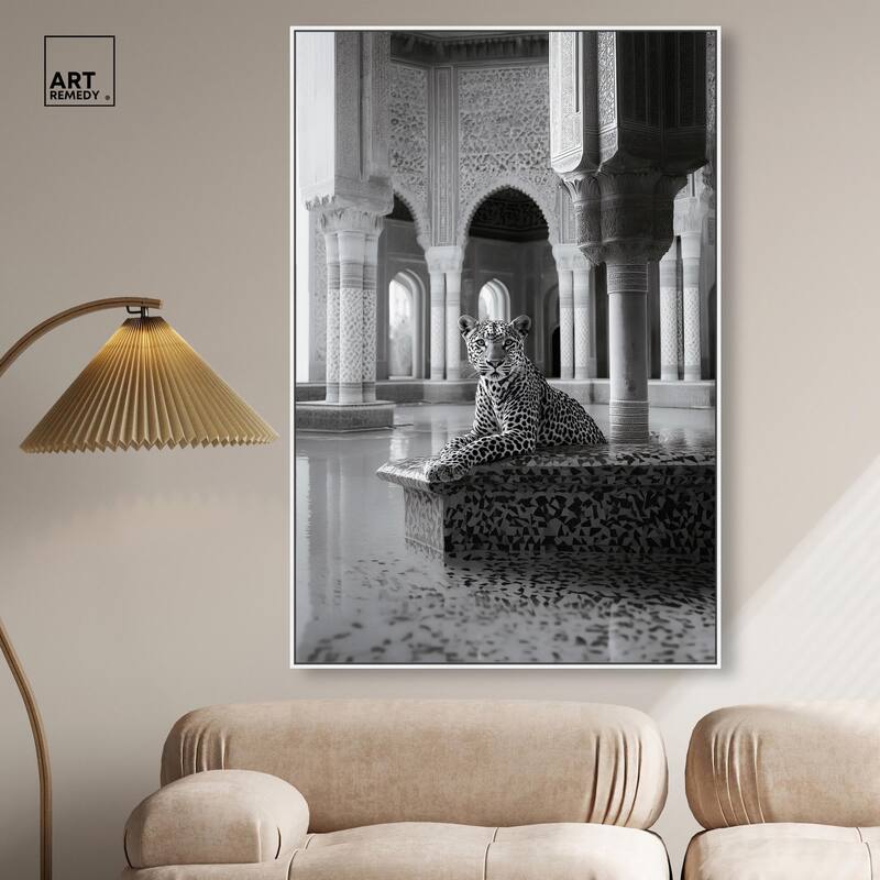 Peaceful Posing Leopard Noir Canvas by Art Remedy