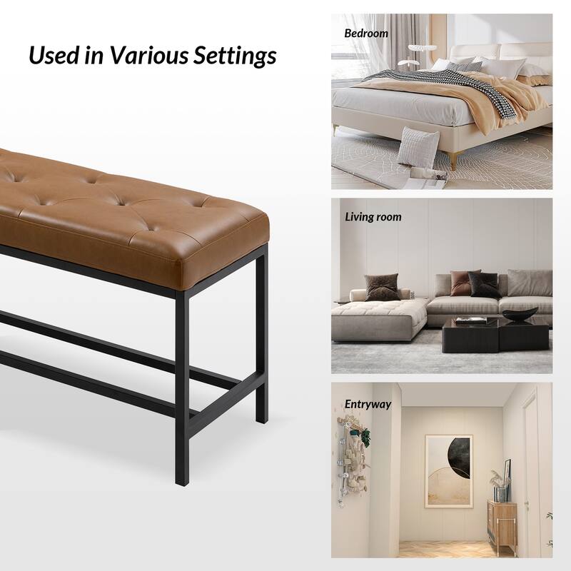 Horst 50 in.W Contemporary Upholstered Bench with Metal Legs by HULALA HOME