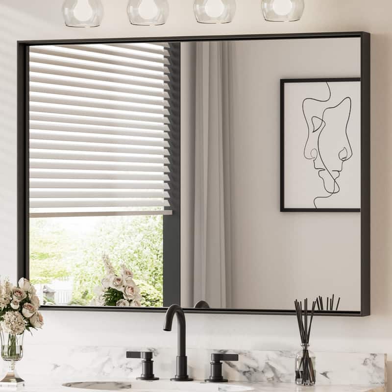 Keonjinn Aluminum Framed Wall Mount Bathroom Vanity Mirror
