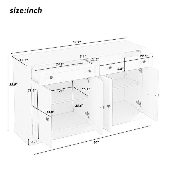 White Wood Entryway Console Table Storage Sideboard with 2 Drawers