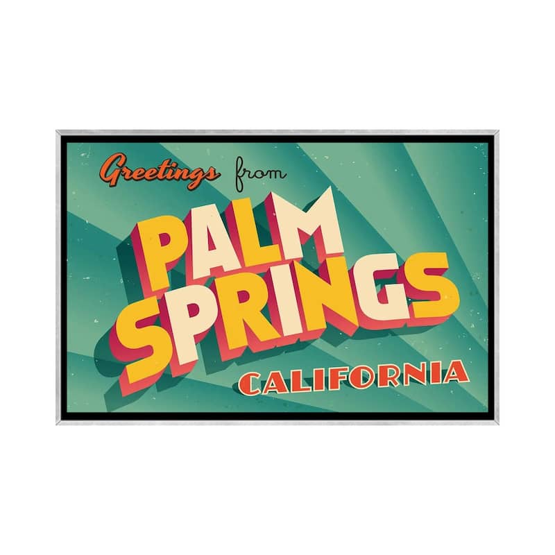 iCanvas "Greetings From Palm Springs" by RealCallahan Framed