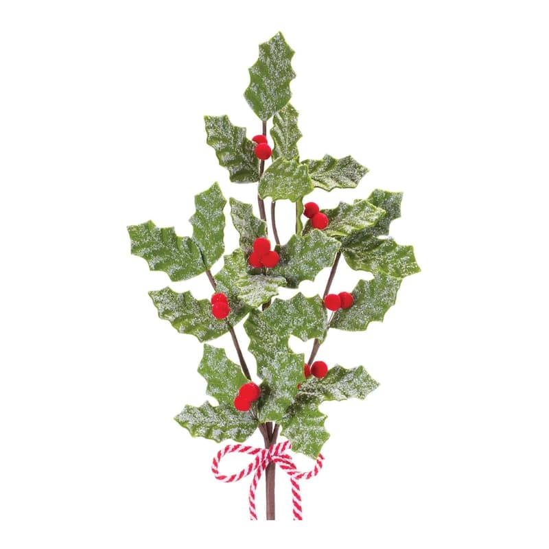 Set of 6 Holly Berry Artificial Christmas Sprays 22.5"