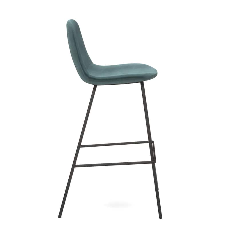 Maxine Velvet Counter Height Stools Black Legs (Set of 2)