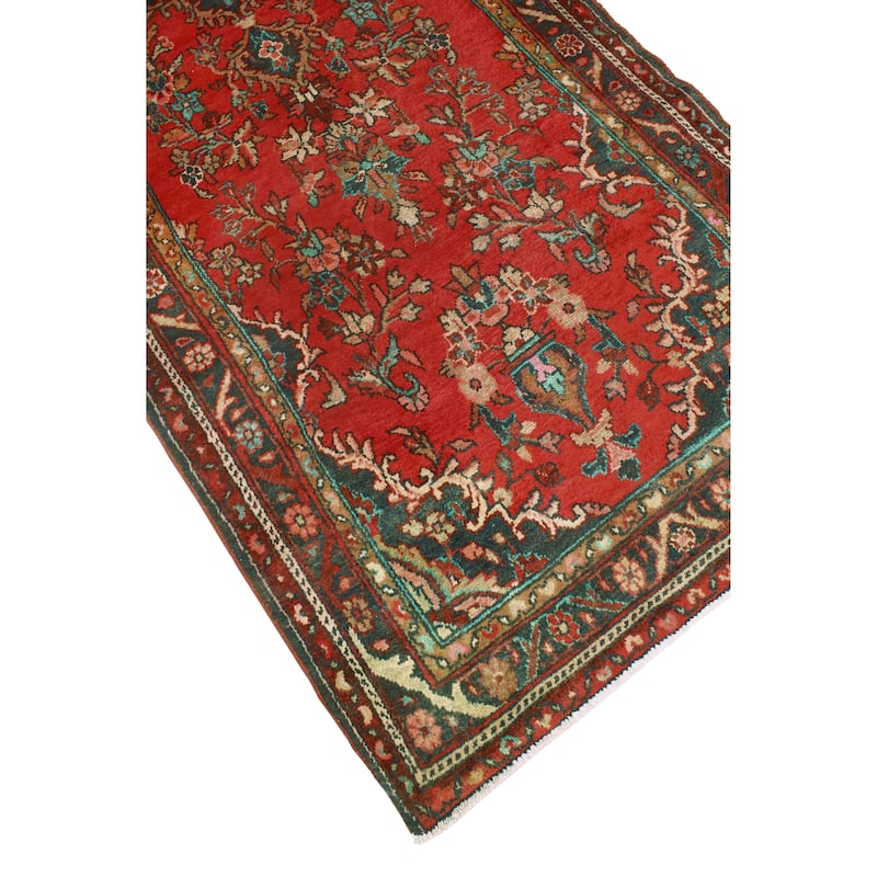 Fine Vintage Distressed Tristan Red/Charcoal Runner - 3'5" x 10'3"