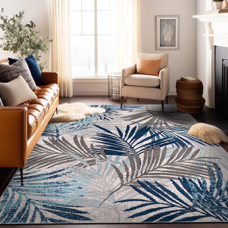 World Rug Gallery Edinburgh Floral Leaves Area Rug