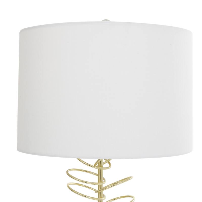 Metal Abstract Overlapping Ring Room Accent Lamp with Elevated Square Glass Base - Gold - Roche River Decor