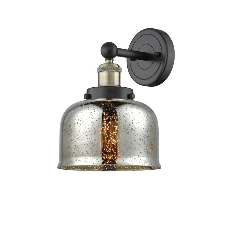 Innovations Lighting 616-1W-10-7-L Bell Sconce Bell 10" Tall Wall - Black Antique Brass / Silver Plated Mercury