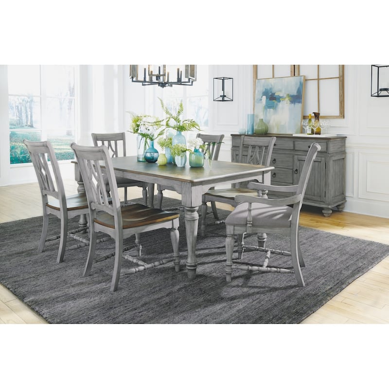 Plymouth Gray Wood Upholstered Arm Dining Chair by Flexsteel - 24" x 40" x 26"