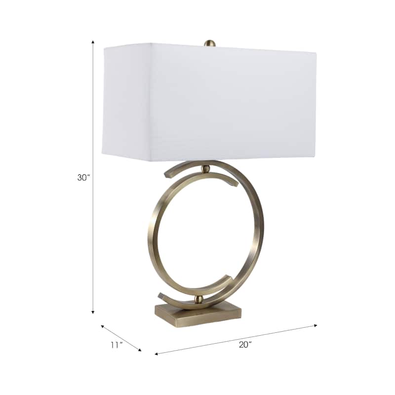 Metal Table Lamp Circular Open Rectangle Fabric Shade - 30" Brown - 11" x 20" x 30"