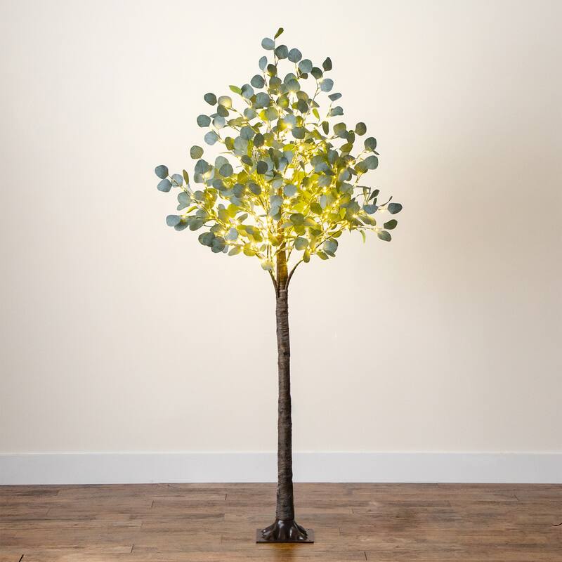 Pre-Lit Eucalyptus Artificial Tree - 6' - Warm White LED Lights