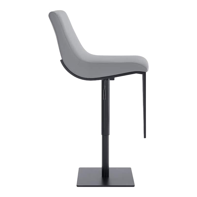 Victory Grey Faux Leather and Brushed Stainless Steel Swivel Adjustable Height Bar Stool