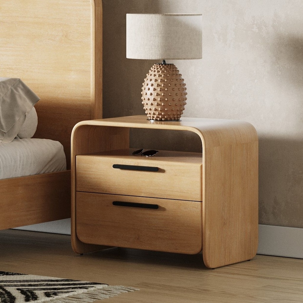 Modrest Dresden Modern Natural Acacia 2-Drawer Nightstand