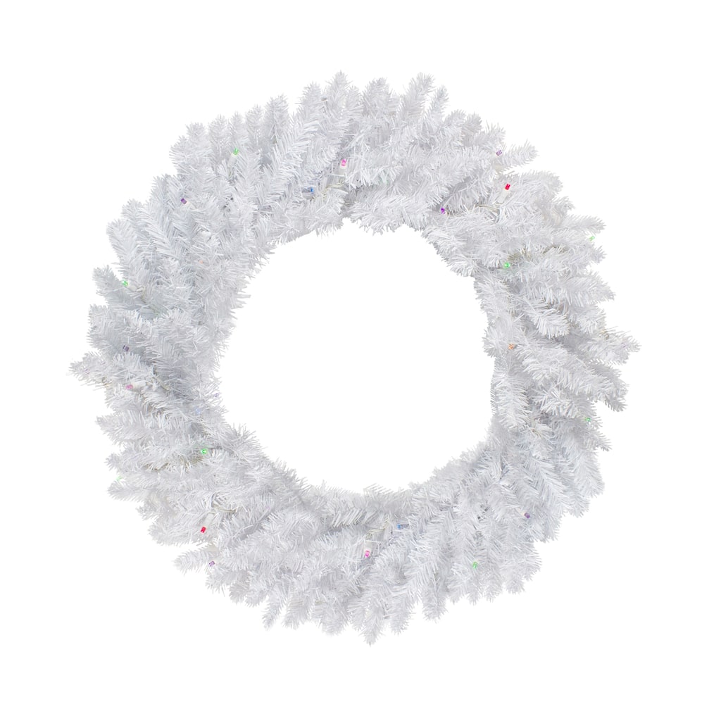 Battery Operated Snow White Christmas Wreath 30" Multicolor LED