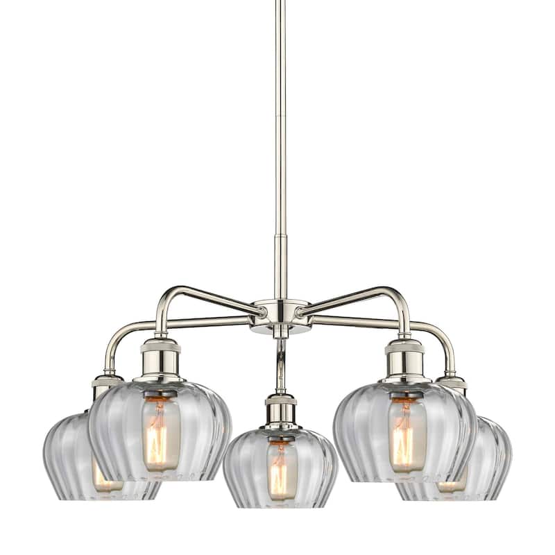 Innovations Lighting 516-5CR-14-25 Fenton Chandelier Fenton 5 Light - Polished Nickel / Clear
