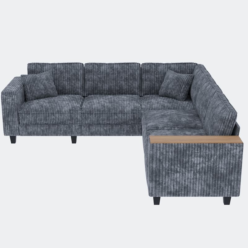 Christopher Knight Home - Jackson Oversized L-Shaped Corduroy Corner Couch with Armrest Storage