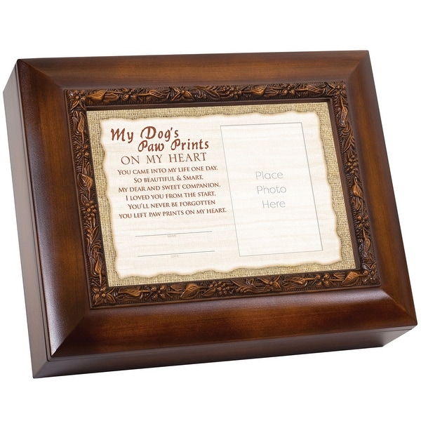 10" Brown and White "My Dog's Paw Prints" Rectangular Memorial Box - N/A