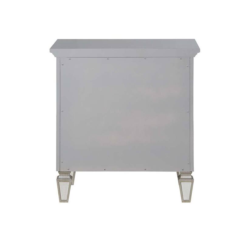 2 Drawers Nightstand with Mirror Inlay Trim