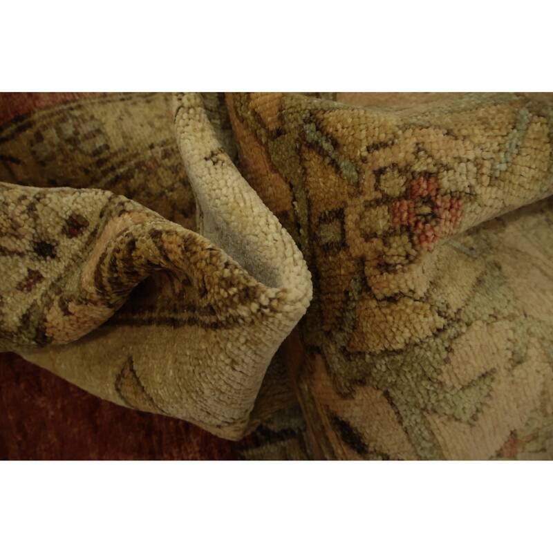 Hand Knotted Oriental 100% Wool Carpet Traditional Floral Oranges & Rust Heriz (serapi) Area Rug - 12' 0'' X 9' 0''