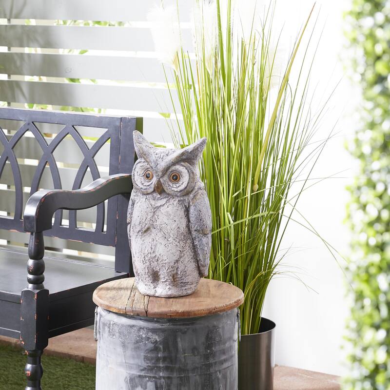 Polystone Owl Indoor Outdoor Decorative Garden Sculpture - Gray - Roche River Decor