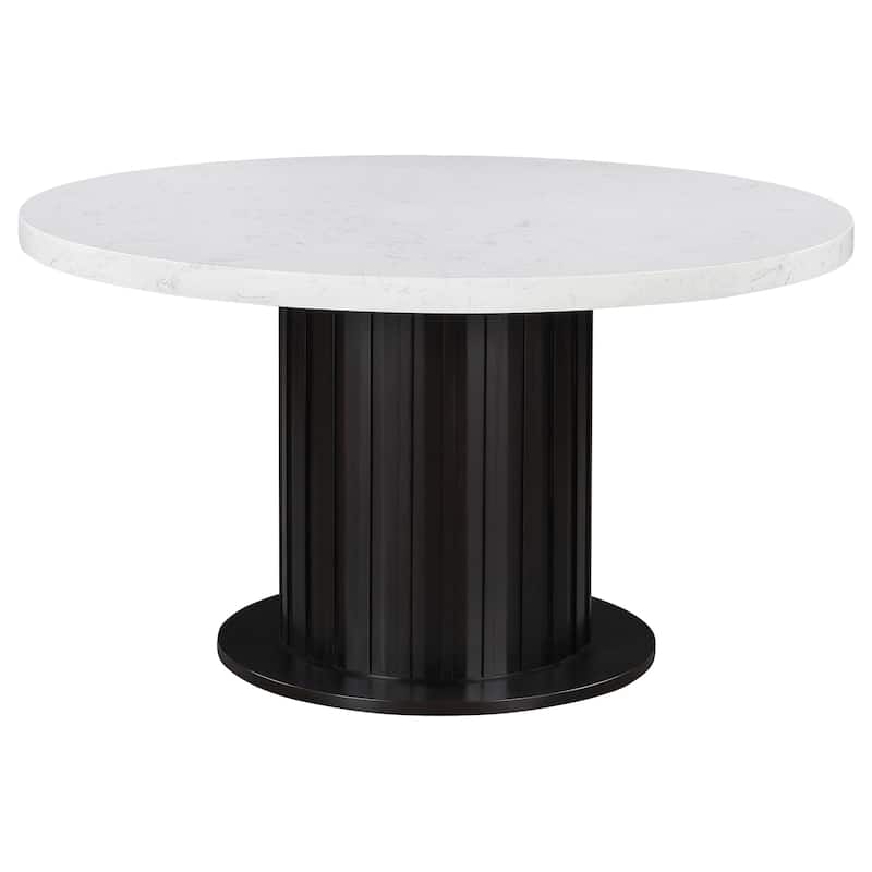 Sherry Round 54-inch Marble Top Dining Table Rustic Espresso - Rustic Espresso