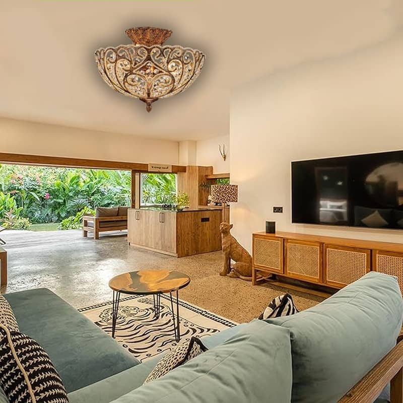 4 Lights bulbs light bronze ceiling light aluminum, Crystal bedroom ceiling fixtures - N/A