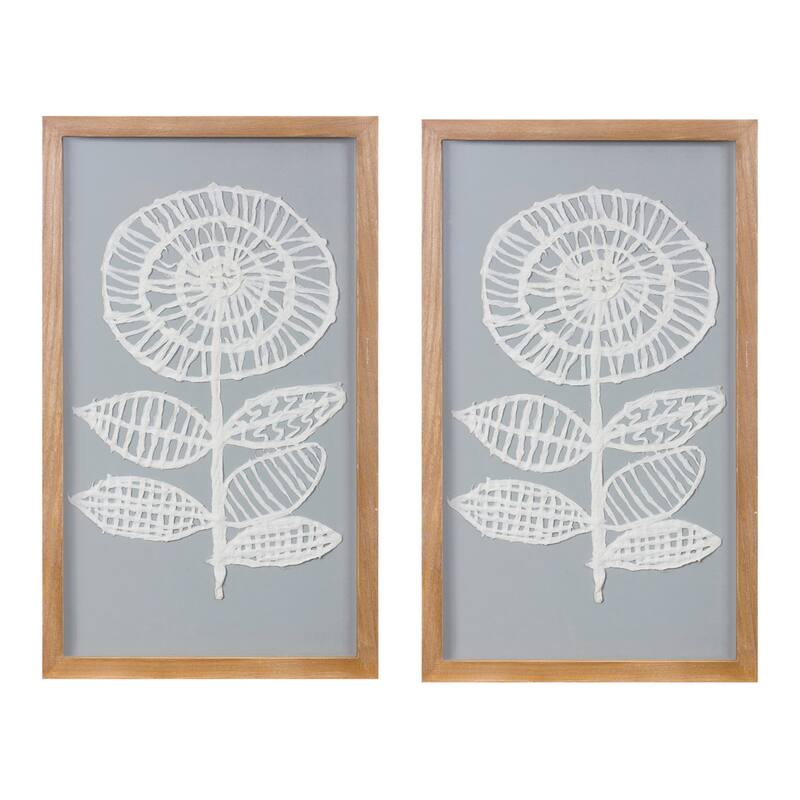 Framed Paper Mache Flower Wall Art (Set of 2)