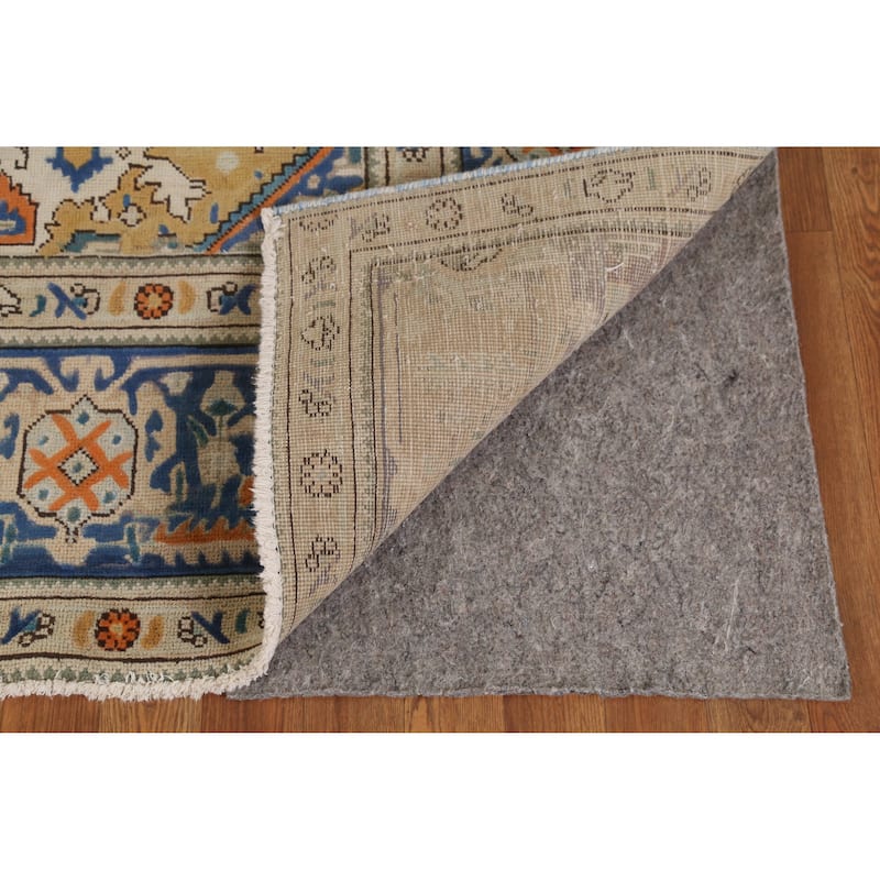 Hand Knotted Oriental 100% Wool Carpet Traditional Geometric Brown Tabriz Area Rug - 11' 0'' X 7' 11''