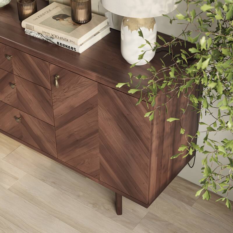 Living Skog Scandi Sideboard Buffet TV Stand with Drawers and Wooden