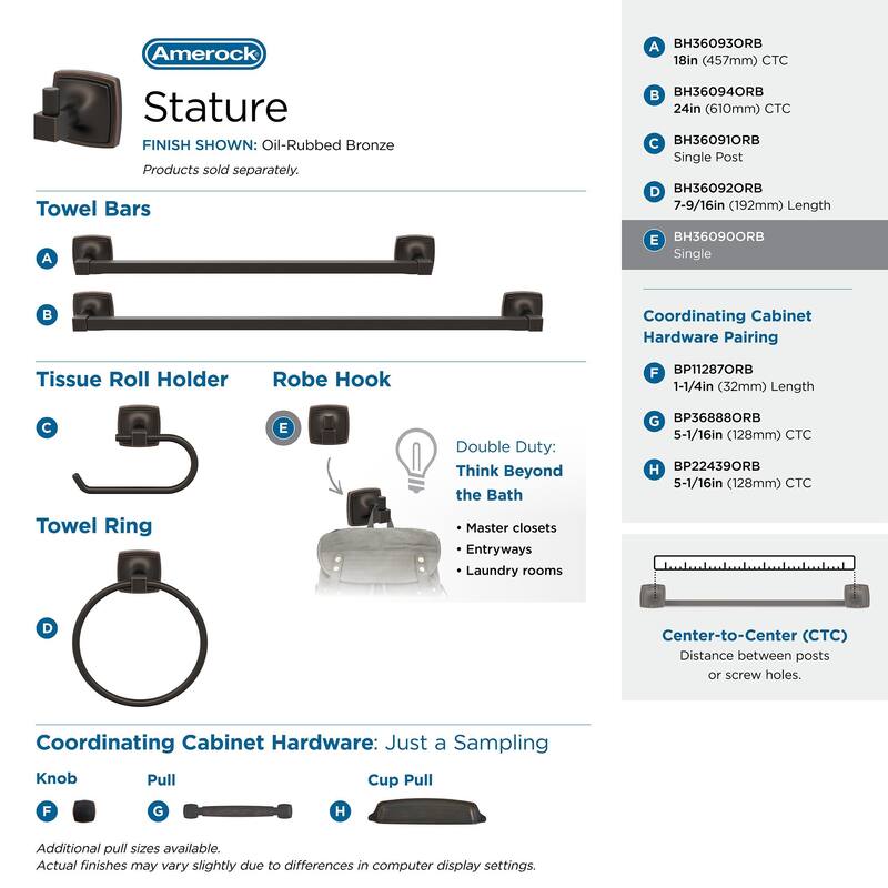 Amerock Stature Single Robe Hook