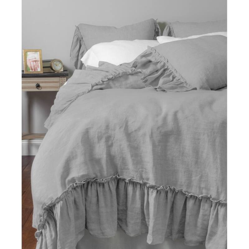 Caprice, Cotton, Platinum Grey, Duvet Cover - Platinum Grey - Queen