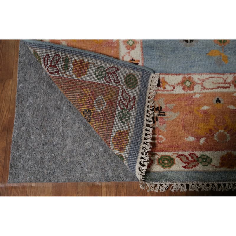 Hand Knotted Oriental 100% Wool Carpet Traditional Floral Navy Blue & Blues Art Deco Area Rug - 9' 9'' X 7' 10''