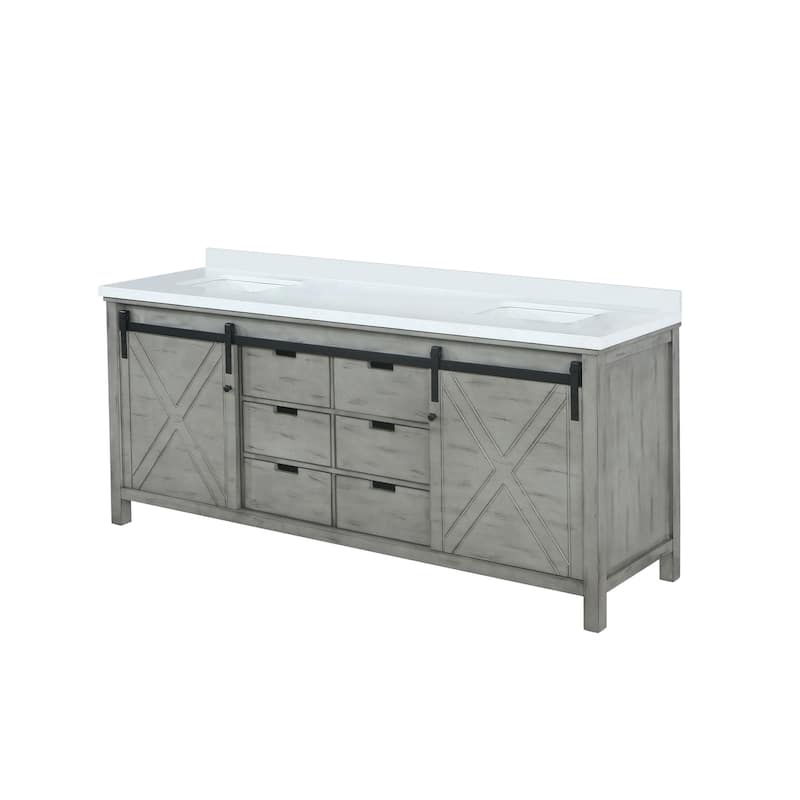 Marsyas 84 in W x 22 in D Brown Double Bath Vanity and White Quartz Countertop