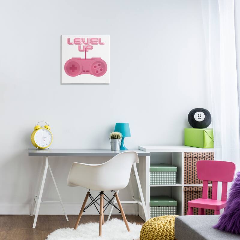 Stupell Girl Gamer Pink Level Up Canvas Wall Art Design By Yass Naffas Designs