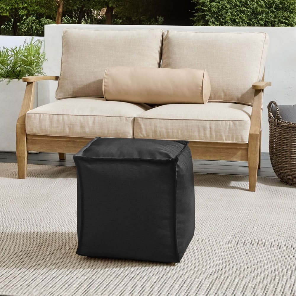 Sorra Home Sunbrella Outdoor Top Stitch Solid Bean Pouf