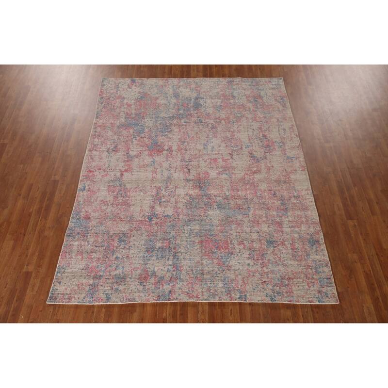 Abstract Modern Oriental Area Rug Handmade Wool Carpet - 7'9"x 9'8"