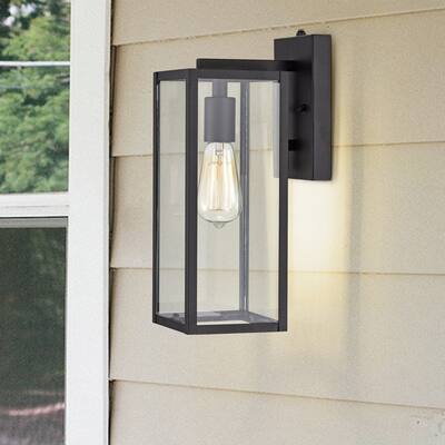 14.5"H Glass Outdoor Wall Lantern with Dusk to Dawn Sensor - 14.5"x7.25"x5"