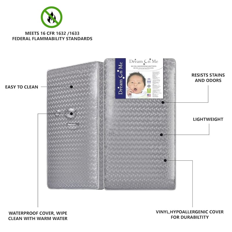 Dream On Me Slumber 6"112 Coil Spring Crib and Toddler Bed Mattress