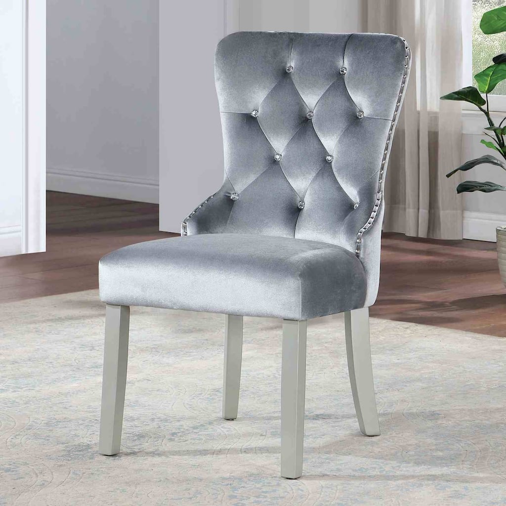 Glam Silver Finish Wingback Chairs Set