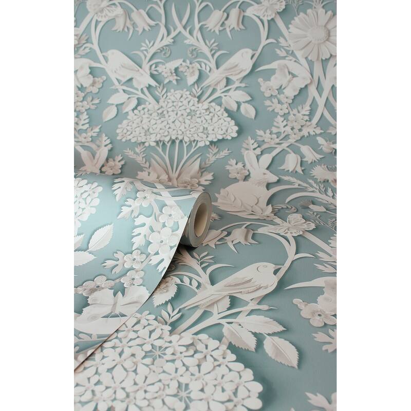 Fine Decor Fae Sky Blue Woodland Wallpaper