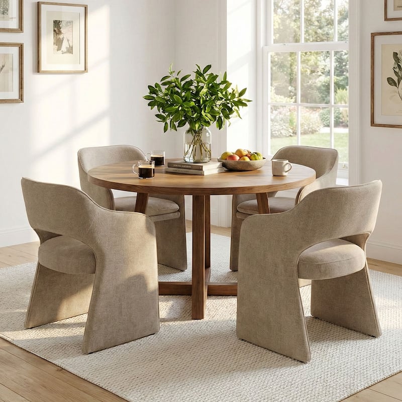 19" Seat Height Upholstered Fabric Dining Armchair (Set of 4)