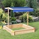 preview thumbnail 1 of 9, Outsunny Kids Sandbox with Cover, Outdoor Sandbox with Canopy - 47.25" x 47.25" x 47.25"