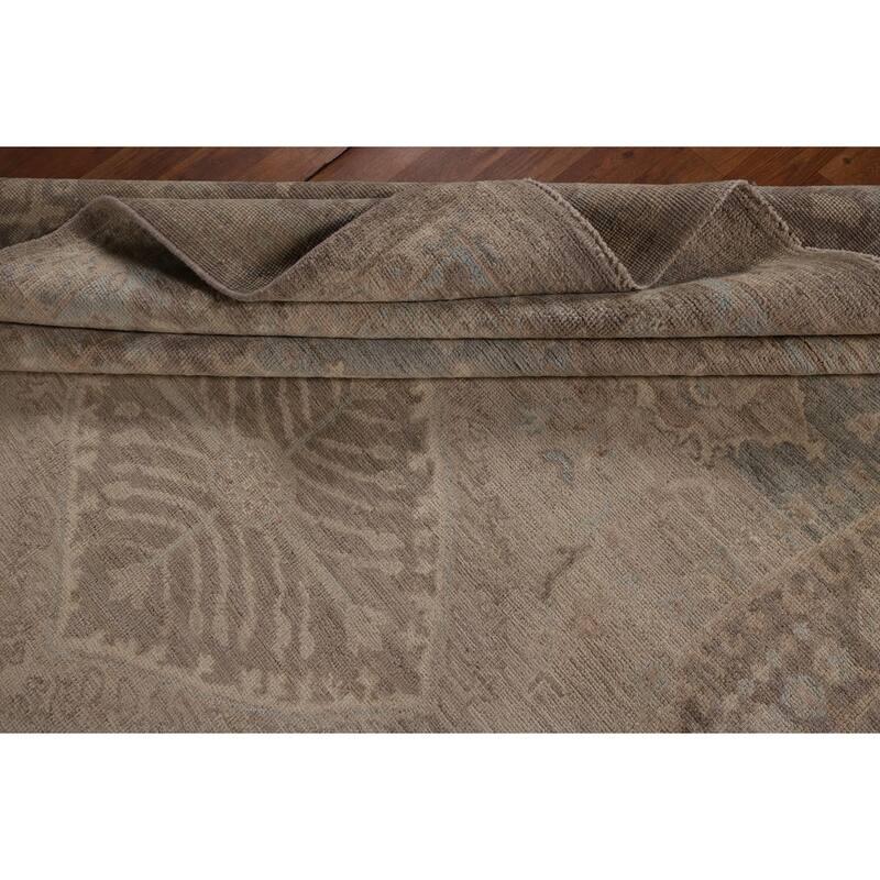 Oushak Turkish Area Rug Vegetable Dye Hand-Knotted Wool Carpet - 8'3"x 9'10"