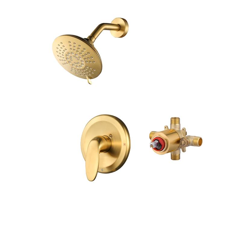 WOWOW Single Handle 5-Spray Shower Faucet with Valve - Brushed Gold