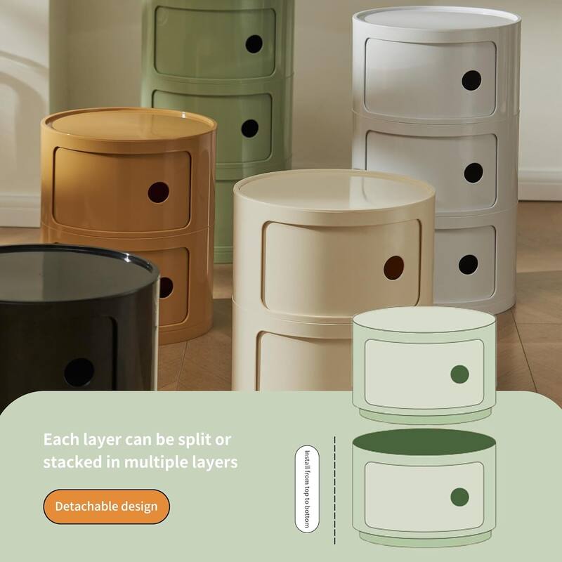 Modern 3 Tier Orange Side Table Nightstand