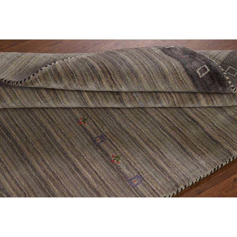 Hand Knotted Oriental 100% Wool Carpet Tribal Animal Pictorial Green Gabbeh Area Rug - 5' 11'' X 4' 1''