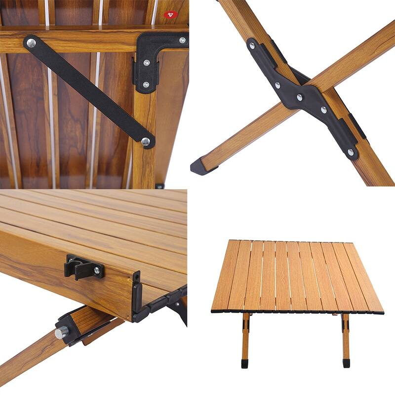 Folding Camping Table Metal Roll Up Portable Picnic Table Outdoor