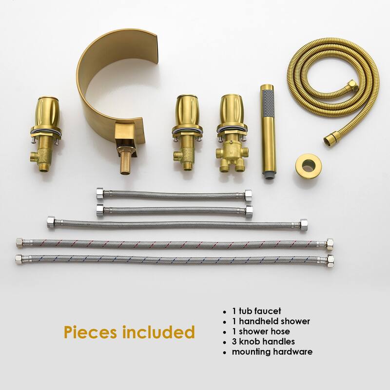 Altair Recea Triple Handle Deck-Mount Roman Tub Faucet with Diverter and Handshower