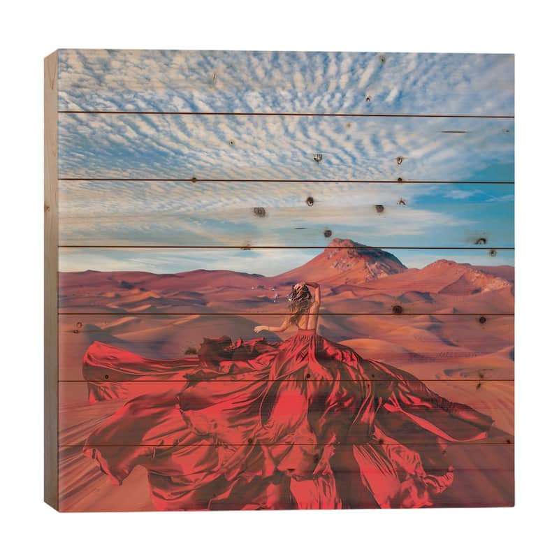 Bud Of The Desert Print On Wood by Hobopeeba - Multi-Color - 26x26x1.5