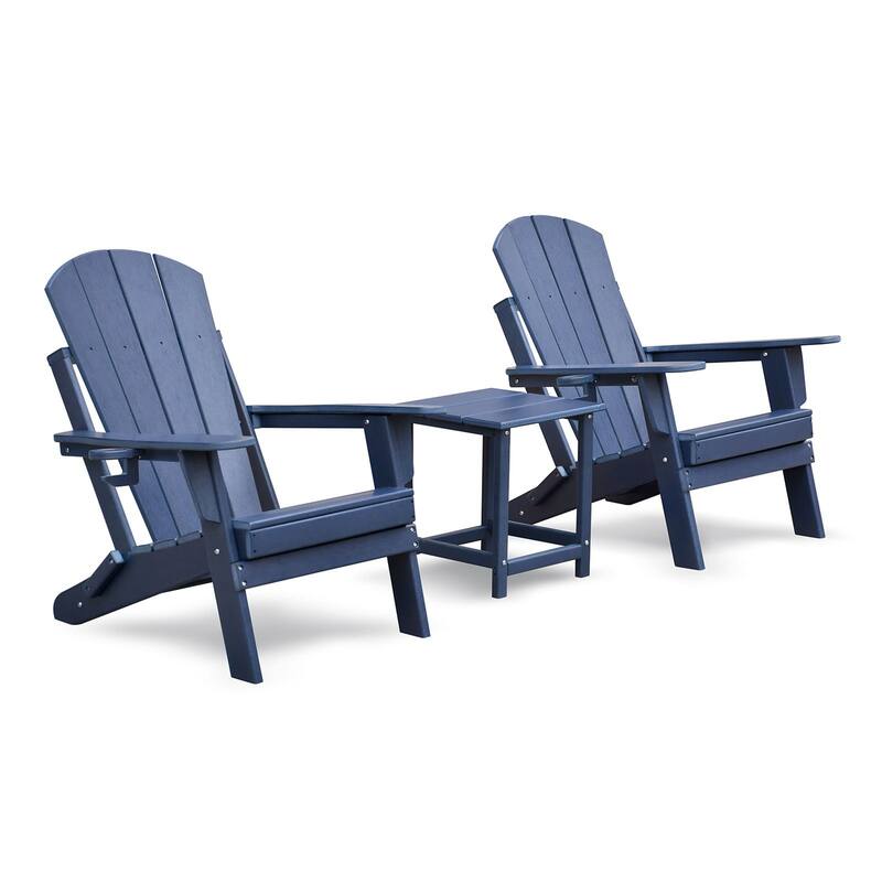 3 PCS Folding Adirondack Sets - Dark Blue