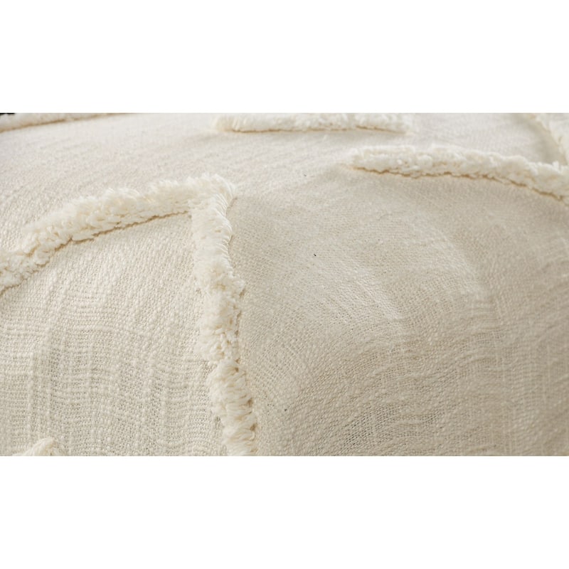 47" Cream Over Tufted Rectangular Bench with Wooden Legs